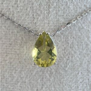 Lemon Quartz Pear Sterling Silver Necklace